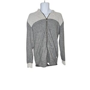 Casual Minimalist Lounge Zip Hoodie Gray Knit Lightweight Men's XL Lounge